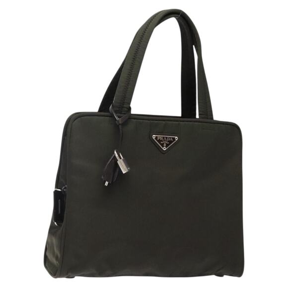 PRADA Hand Bag Nylon Silver Khaki - Picture 1 of 13